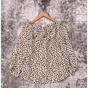AYR Top Small Womens Silk Leopard Ruffle Blouse